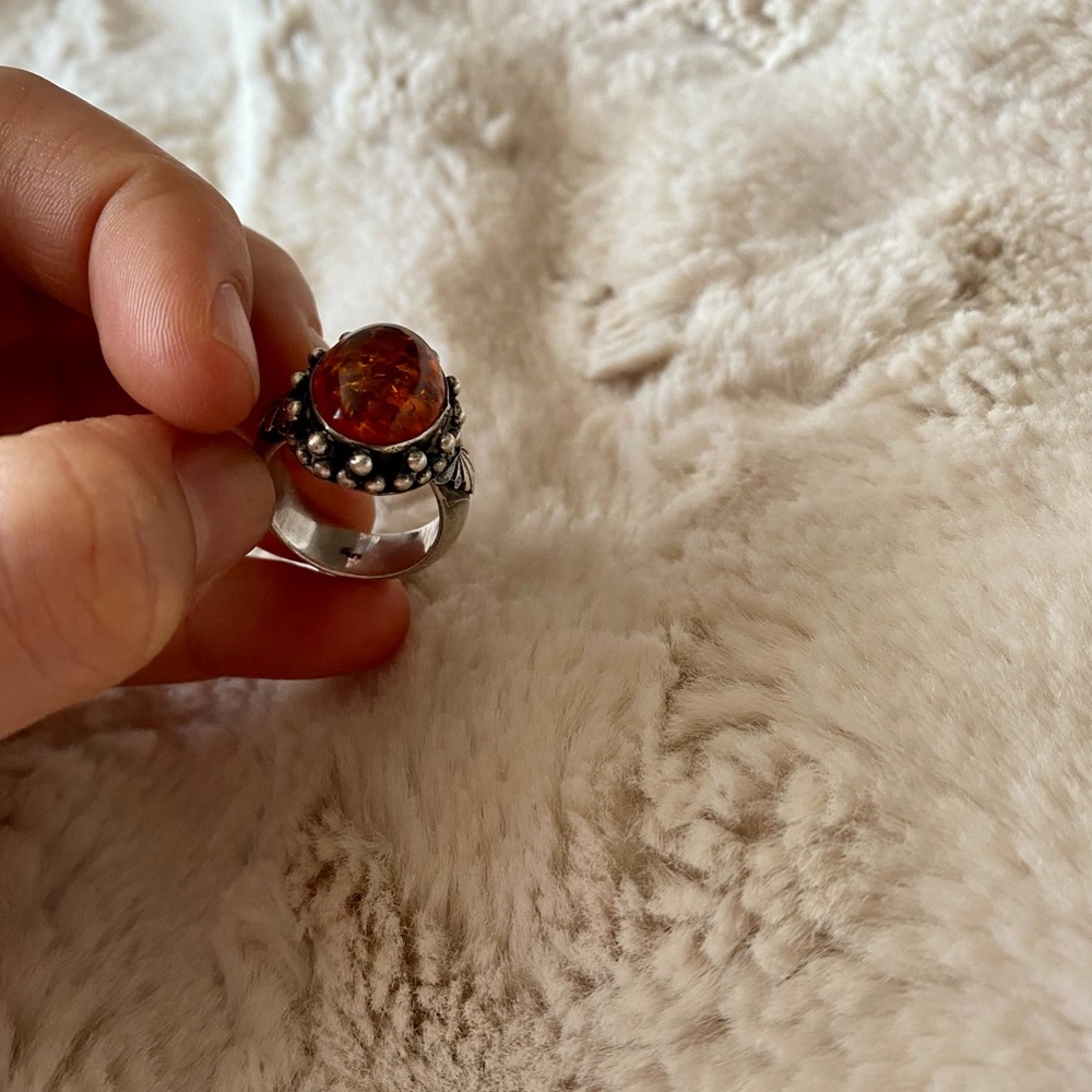 Rare vintage Baltic Amber sterling silver ring - Picture 6 of 6